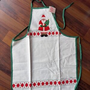 Holiday At Home Gourmet Gallery Santa Christmas Apron Made in USA